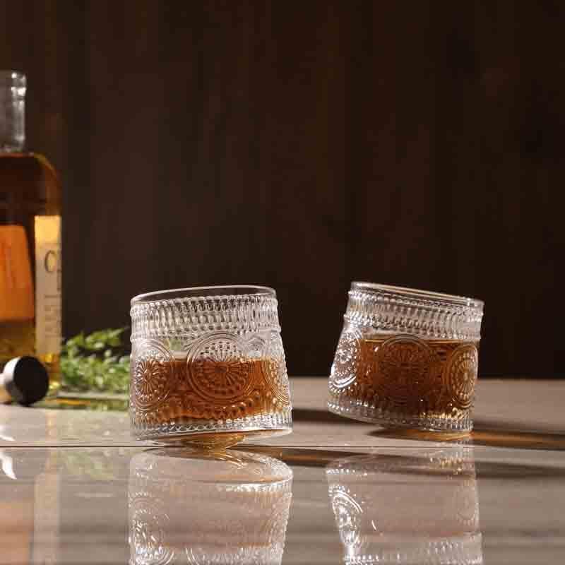 Buy Timeless Spinning Whiskey Glass (200 ml ) - Set Of Two Scotch & Whiskey Glasses from Vaaree