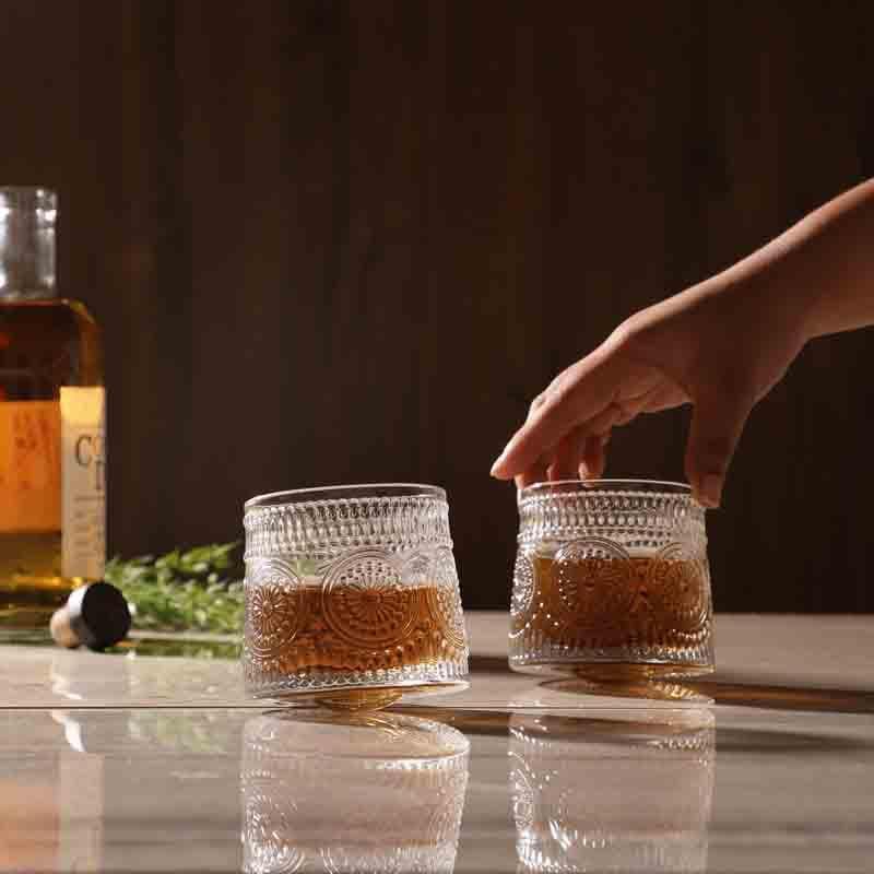 Buy Timeless Spinning Whiskey Glass (200 ml ) - Set Of Two Scotch & Whiskey Glasses from Vaaree