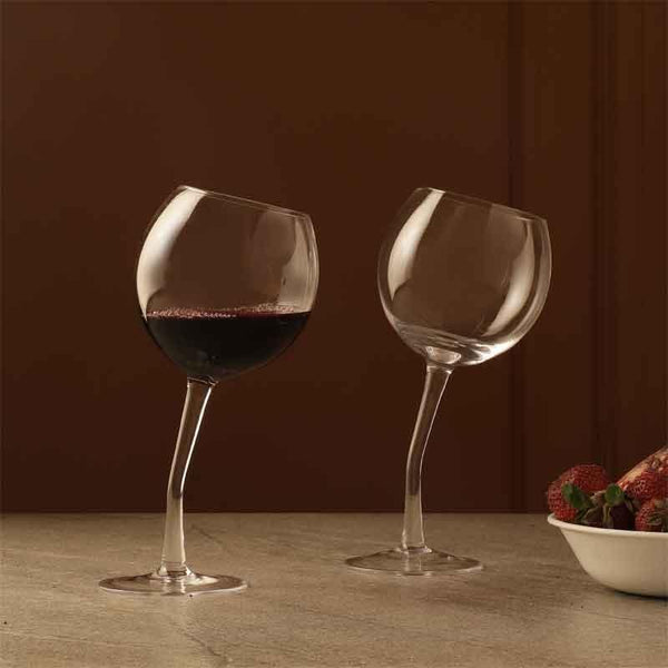 Buy Tilted Wine Glass (380 ml ) - Set Of Two Wine & Champagne Glasses from Vaaree