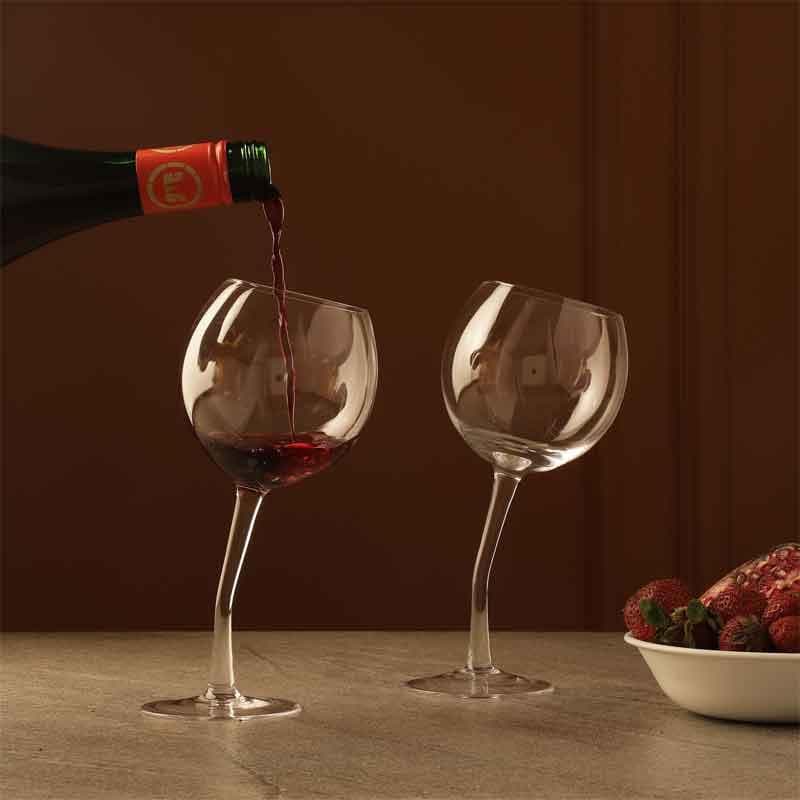 Buy Tilted Wine Glass (380 ml ) - Set Of Two Wine & Champagne Glasses from Vaaree