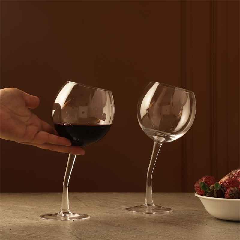 Buy Tilted Wine Glass (380 ml ) - Set Of Two Wine & Champagne Glasses from Vaaree