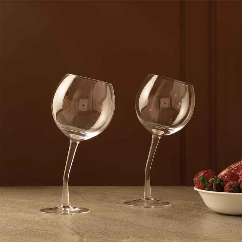 Buy Tilted Wine Glass (380 ml ) - Set Of Two Wine & Champagne Glasses from Vaaree