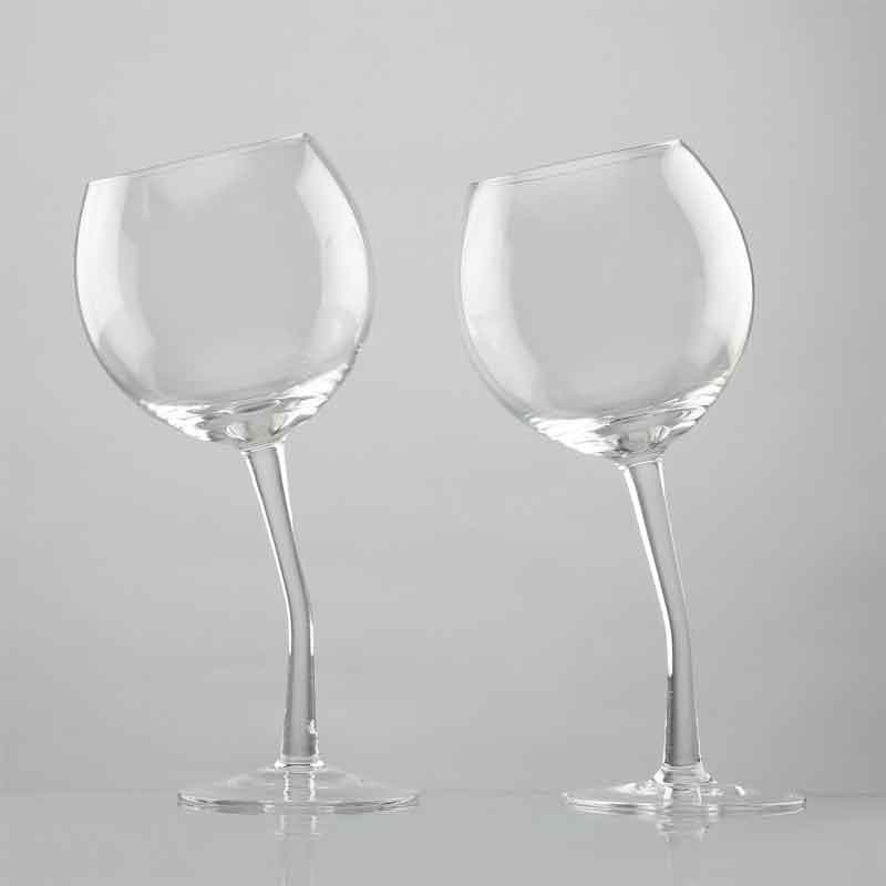 Buy Tilted Wine Glass (380 ml ) - Set Of Two Wine & Champagne Glasses from Vaaree