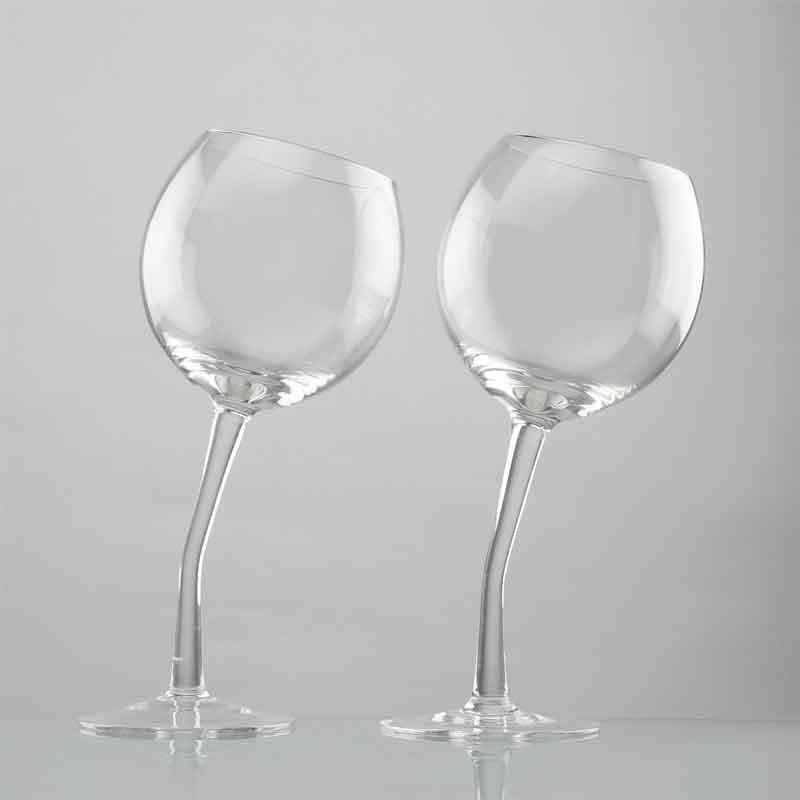 Buy Tilted Wine Glass (380 ml ) - Set Of Two Wine & Champagne Glasses from Vaaree