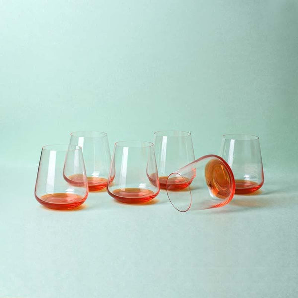 Buy Orange Ombre Wine Tumbler (400 ml) - Set of Six Wine & Champagne Glasses from Vaaree